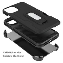 For iPhone 15 Case Card Holder w/ Holster Clip built-in Stand + 2 Tempered Glass