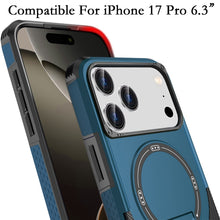 For iPhone 17 PRO Case Magnetic Circle Rugged Grip Kickstand + Tempered Glass