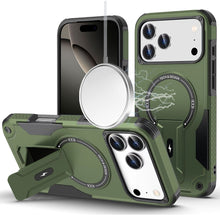 For iPhone 17 PRO Case Magnetic Circle Rugged Grip Kickstand + Tempered Glass