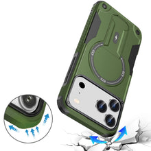 For iPhone 17 PRO Case Magnetic Circle Rugged Grip Kickstand + Tempered Glass