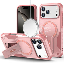 For iPhone 17 PRO Case Magnetic Circle Rugged Grip Kickstand + Tempered Glass