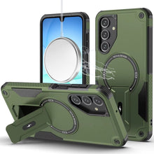 For Samsung A17 5G Case Magnetic Circle Rugged Grip Kickstand + Tempered Glass