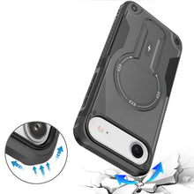 For iPhone Air Case Magnetic Circle Rugged Grip with Kickstand + Tempered Glass