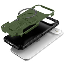 For iPhone Air Case Magnetic Circle Rugged Grip with Kickstand + Tempered Glass