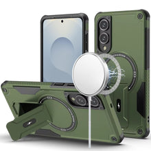 For Samsung S25 Edge Case Magnetic Circle Rugged Grip Kickstand + Tempered Glass