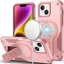 For iPhone 13/14 Case Magnetic Circle Rugged Grip Kickstand + Tempered Glass