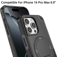 For iPhone 16 PRO MAX Case Magnetic Circle Grip Kickstand Cover + Tempered Glass