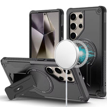 For Samsung S25 Ultra Case Magnetic Circle Rugged Grip Kickstand +Tempered Glass