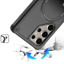 For Samsung S25 Ultra Case Magnetic Circle Rugged Grip Kickstand +Tempered Glass