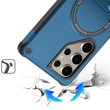 For Samsung S25 Ultra Case Magnetic Circle Rugged Grip Kickstand +Tempered Glass