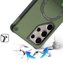 For Samsung S25 Ultra Case Magnetic Circle Rugged Grip Kickstand +Tempered Glass