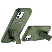 For iPhone 11 6.1 in. Case Magnetic Circle Rugged Grip Kickstand +Tempered Glass