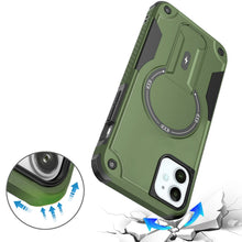 For iPhone 11 6.1 in. Case Magnetic Circle Rugged Grip Kickstand +Tempered Glass