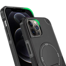 For iPhone 12/12 Pro Case Magnetic Circle Rugged Grip Kickstand + Tempered Glass