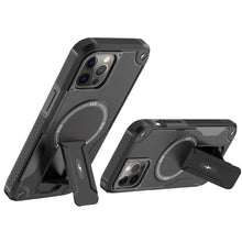 For iPhone 12/12 Pro Case Magnetic Circle Rugged Grip Kickstand + Tempered Glass