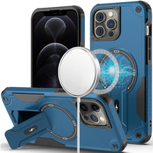 For iPhone 12/12 Pro Case Magnetic Circle Rugged Grip Kickstand + Tempered Glass