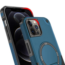 For iPhone 12/12 Pro Case Magnetic Circle Rugged Grip Kickstand + Tempered Glass