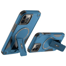 For iPhone 12/12 Pro Case Magnetic Circle Rugged Grip Kickstand + Tempered Glass