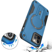 For iPhone 12/12 Pro Case Magnetic Circle Rugged Grip Kickstand + Tempered Glass