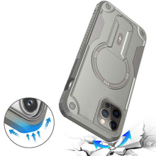For iPhone 12/12 Pro Case Magnetic Circle Rugged Grip Kickstand + Tempered Glass
