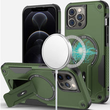 For iPhone 12/12 Pro Case Magnetic Circle Rugged Grip Kickstand + Tempered Glass