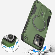 For iPhone 12/12 Pro Case Magnetic Circle Rugged Grip Kickstand + Tempered Glass
