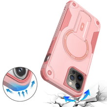 For iPhone 12/12 Pro Case Magnetic Circle Rugged Grip Kickstand + Tempered Glass