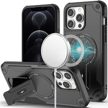 For iPhone 12 Pro Max Case Magnetic Circle Rugged Grip Kickstand +Tempered Glass