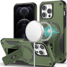 For iPhone 12 Pro Max Case Magnetic Circle Rugged Grip Kickstand +Tempered Glass