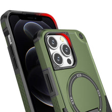 For iPhone 12 Pro Max Case Magnetic Circle Rugged Grip Kickstand +Tempered Glass