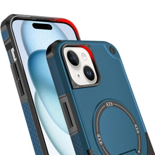 For iPhone 15 Case Magnetic Circle Rugged Grip Kickstand + 2 Tempered Glass