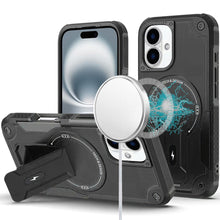 For iPhone 16 6.1inch Case Magnetic Circle Grip Kickstand Cover + Tempered Glass