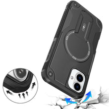 For iPhone 16 6.1inch Case Magnetic Circle Grip Kickstand Cover + Tempered Glass