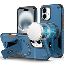 For iPhone 16 6.1inch Case Magnetic Circle Grip Kickstand Cover + Tempered Glass