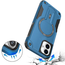 For iPhone 16 6.1inch Case Magnetic Circle Grip Kickstand Cover + Tempered Glass