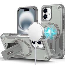 For iPhone 16 6.1inch Case Magnetic Circle Grip Kickstand Cover + Tempered Glass