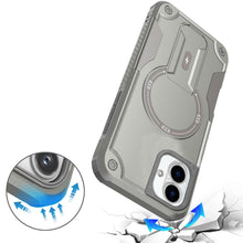 For iPhone 16 6.1inch Case Magnetic Circle Grip Kickstand Cover + Tempered Glass