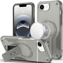 For iPhone 16e Case Magnetic Circle Rugged Grip Kickstand Cover + Tempered Glass