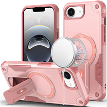 For iPhone 16e Case Magnetic Circle Rugged Grip Kickstand Cover + Tempered Glass