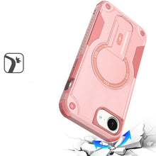 For iPhone 16e Case Magnetic Circle Rugged Grip Kickstand Cover + Tempered Glass