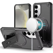 For Samsung S25/S24 Case Magnetic Circle Rugged Grip Kickstand + Tempered Glass