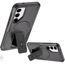 For Samsung S25/S24 Case Magnetic Circle Rugged Grip Kickstand + Tempered Glass