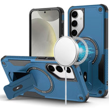 For Samsung S25/S24 Case Magnetic Circle Rugged Grip Kickstand + Tempered Glass
