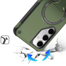 For Samsung S25 FE Case Magnetic Circle Rugged Grip Kickstand + Tempered Glass