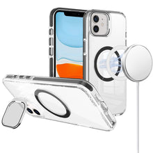 For iPhone 11 6.1 in. Case Camera Stand Cover Magnetic Charging + Tempered Glass
