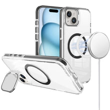 For iPhone 15 Case Camera Stand Cover Magnetic Cicle Cover + 2 Tempered Glass
