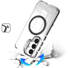 For Samsung S25/S24 Case Camera Stand Cover Magnetic Charging + Tempered Glass
