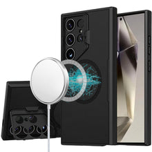 For Samsung S25 Ultra Case Magnetic Circle Lens Cover with Stand +Tempered Glass