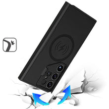 For Samsung S25 Ultra Case Magnetic Circle Lens Cover with Stand +Tempered Glass