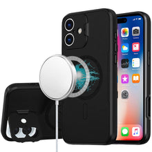 For iPhone 16 6.1inch Case Magnet Circle Lens Cover with Stand + Tempered Glass